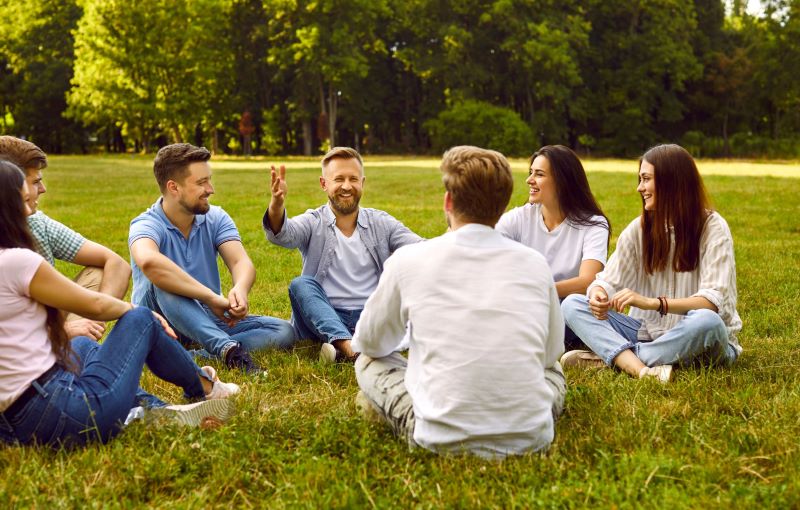 People sitting on lawn